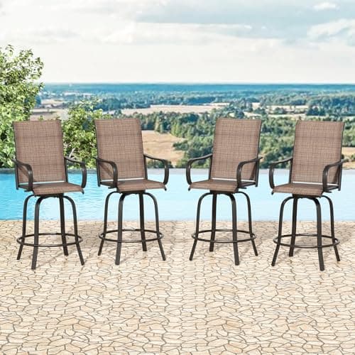 Soohow Swivel Textilene Outdoor Bar Stool Set, All Weather Ergonomic Chairs
