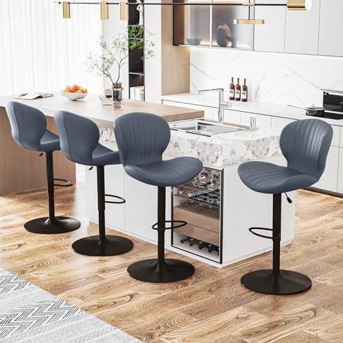 Waleaf Beige Faux Leather Bar Stools Set of 4