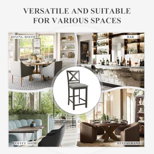 COLAMY Dark Grey Upholstered Mid Century Modern Bar Stools Set of 4, 25 Inch High Counter Height