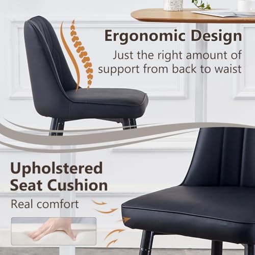 Modern Black Counter Height Bar Stool Set of 4, Faux Leather with Stable Legs