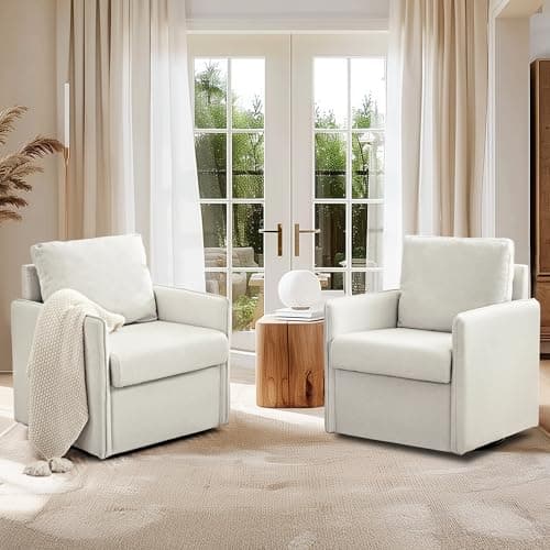 Redlife Mid Century Modern Swivel Chair with Storage (Beige)