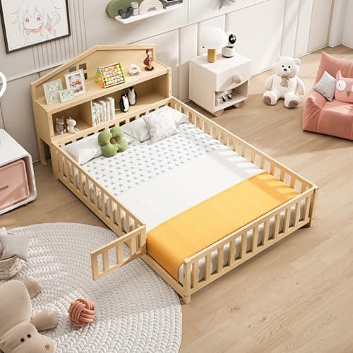 Sturdy Montessori-Style Wooden Floor Bed for Growing Children
