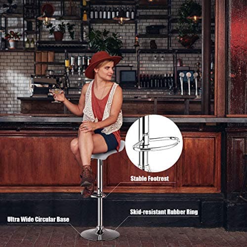 COSTWAY Modern Swivel Bar Stools Set of 2, Adjustable Height & Footrest, White.Chrome Hydraulics