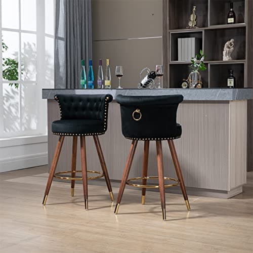 Swivel Bar Stools Set of 2 for Kitchen Island or Dining Room, Black