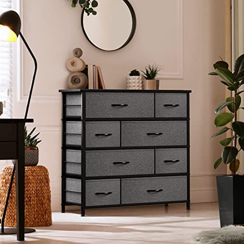 Sorbus Dark Grey Dresser with 8 Drawers for Bedroom Storage