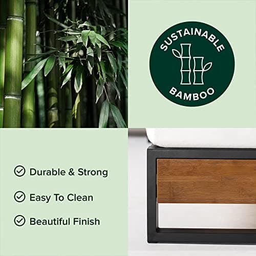 Zinus GOOD DESIGN Award Winner Suzanne Queen Bed Frame, Bamboo & Metal, No Box Spring Needed