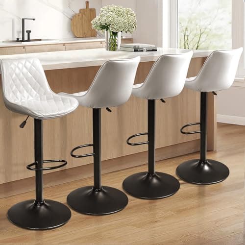 Waleaf 4-Piece Counter Height Swivel Bar Stool Set with Back and Footrest
