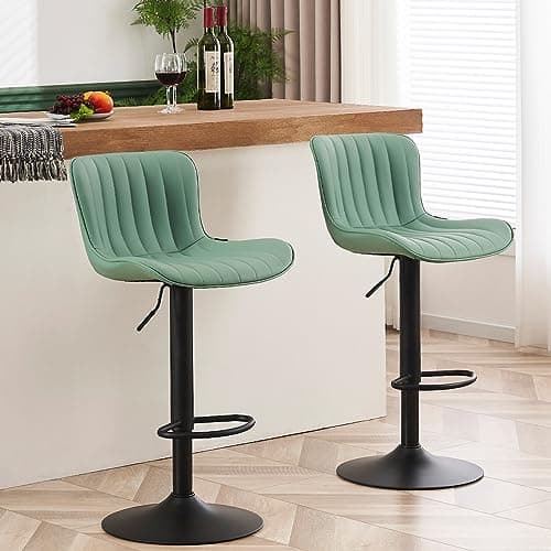 YOUNUOKE Counter Height Swivel Bar Stools, Light Grey Faux Leather, Set of 2
