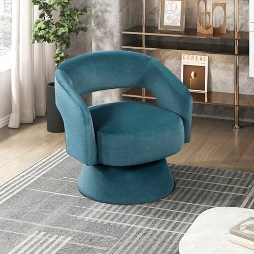 Beige Lexicon 360 Degree Swivel Corduroy Arm Chair for Living Room
