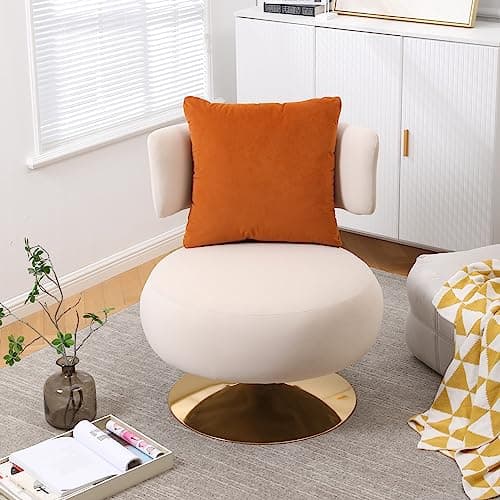 Fabric Swivel Accent Chair with Gold Metal Base, Navy Color