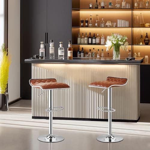 VECELO Adjustable Bar Stool Set, 4 Pack, Kitchen Counter Height