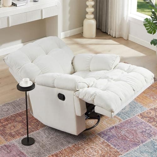 i-POOK Oversized Swivel Recliner Chair with Footrest, Cream