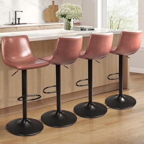 Waleaf Counter Height Bar Stools Set of 2, 350 LBS Capacity PU Leather with Footrest