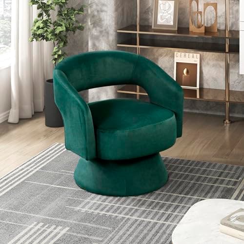 Beige Lexicon 360 Degree Swivel Corduroy Arm Chair for Living Room