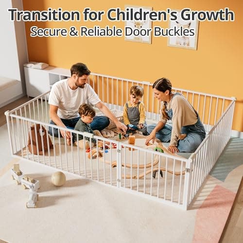 Montessori Metal Floor Bed for Kids with Door & Safety Guards, White