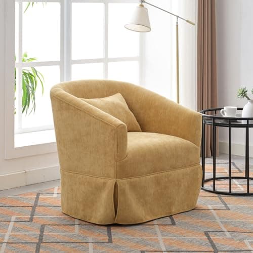 Modern Mint Green Swivel Accent Chair with Pillow