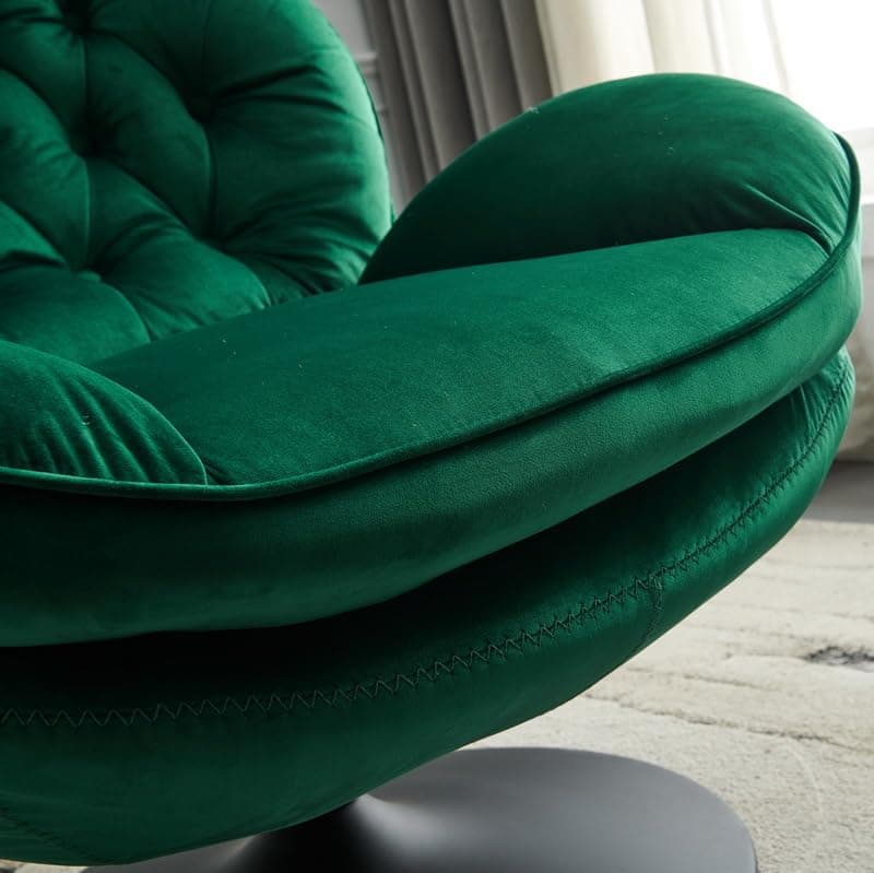 i-POOK Modern Swivel Accent Chair with Ottoman Set, Green