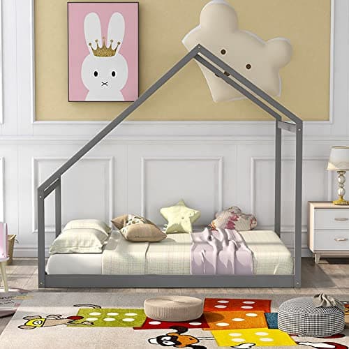 Wooden House Bed Frame for Boys and Girls