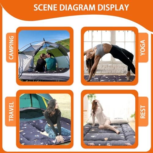 Foldable Japanese Futon Mattress for Camping, Guest Room - Twin, Grey