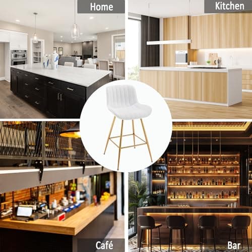 Sidanli Gold Legs Bar Stools Set of 2, Velvet 24inch Kitchen Island Barstools
