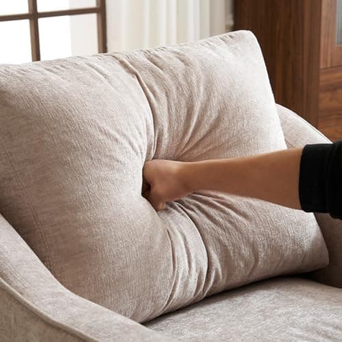 VINGLI Mid-Century Modern Swivel Chair, Chenille Khaki, Living Room Accent