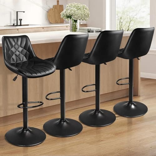 Waleaf 4-Piece Counter Height Swivel Bar Stool Set with Back and Footrest