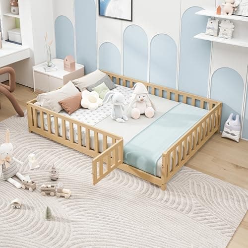 Sturdy Montessori-Style Wooden Floor Bed for Growing Children
