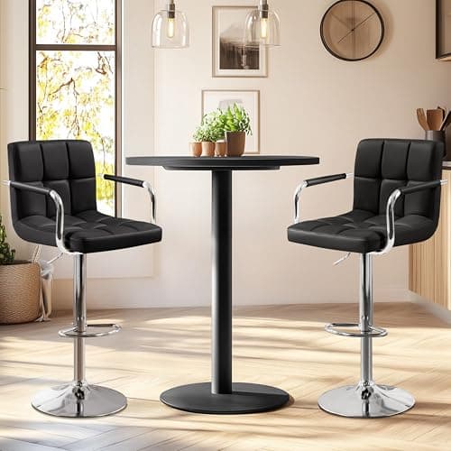 Yaheetech Black Counter Height Adjustable Bar Stool Set of 4