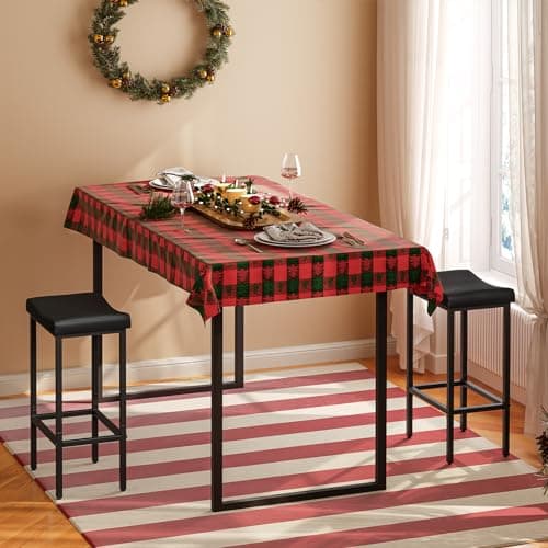 HOOBRO Black Saddle Bar Stools, Set of 2, Counter Height, Kitchen & Dining Room