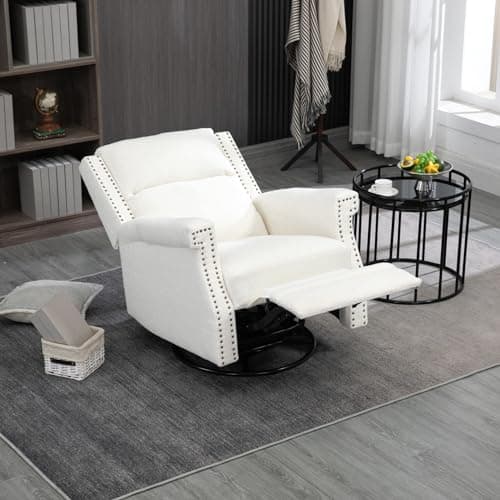 i-POOK Boucle Recliner Chair with Swivel Accent, Adjustable Back and Footrest, Grey