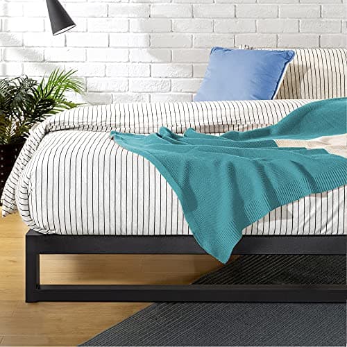 Zinus Trisha Black Metal Queen Bed Frame, Wood Slat Support