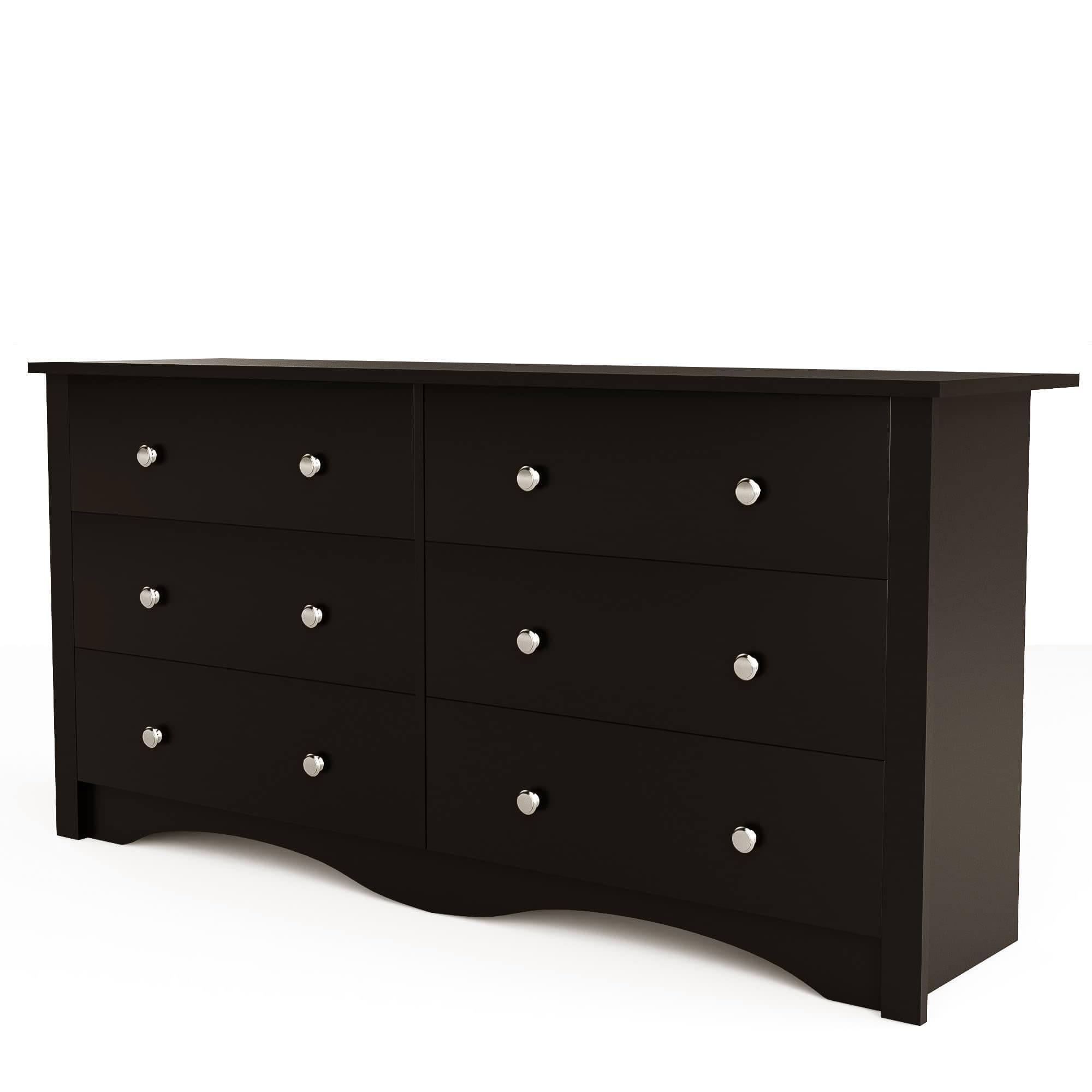 6 Drawer Wood Dresser for Bedroom and Living Room (Black)