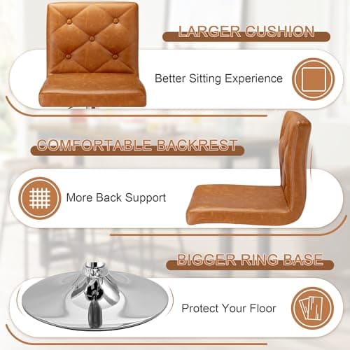 Modern PU Leather Adjustable Bar Stools Set of 2 for Kitchen Counter Island