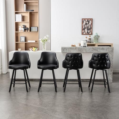 Black 26" Counter Height Swivel Bar Stools Set of 4