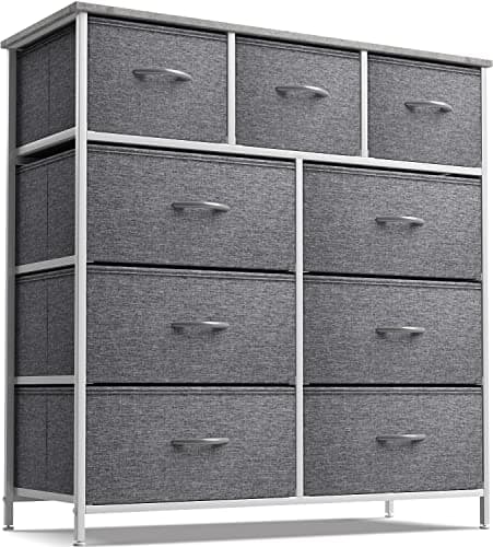 Sorbus Dark Grey Dresser with 8 Drawers for Bedroom Storage