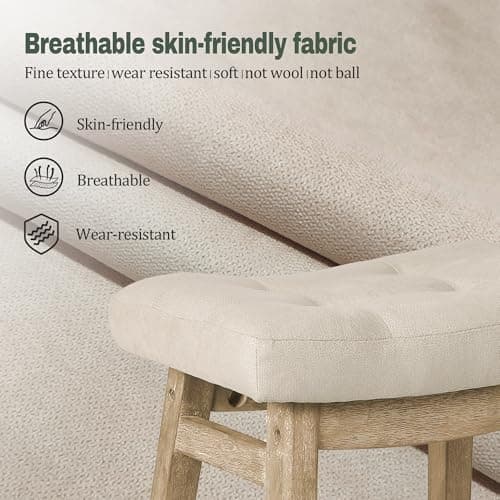 3-Piece Khaki & Wood Counter Height Bar Stool Set Modern Farmhouse Kitchen
