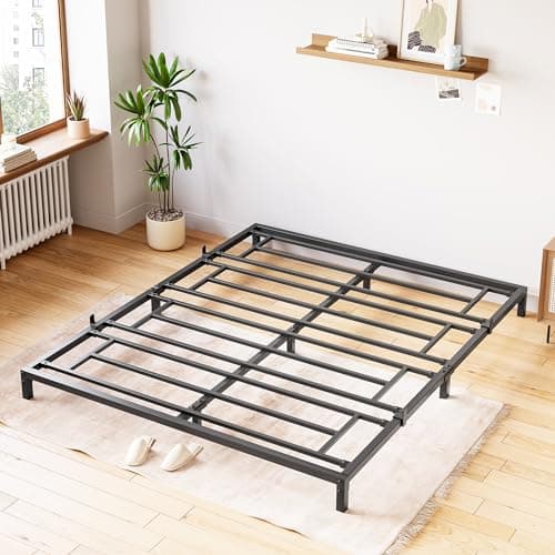 IDEALHOUSE Full Size Heavy Duty Metal Bed Frame, No Box Spring Needed, Black, Easy Assembly