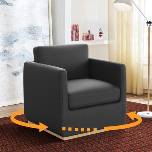 Premium Swivel Accent Chair for Living Room and Bedroom, Leather Black