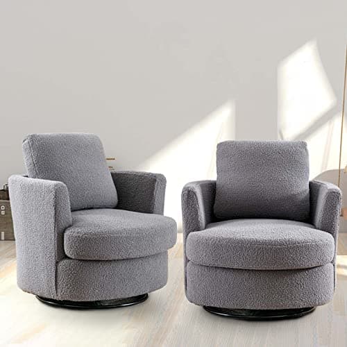 Set of 2 Modern Swivel Barrel Chairs for Nursery, Living Room, Bedroom - Light Blue