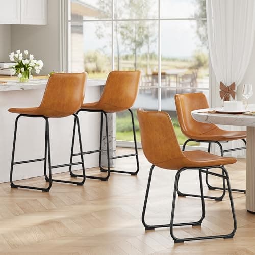Set of 4 Urban Modern Bar Stools for Kitchen Island in Brown