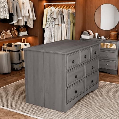 Modern 7-Drawer Gray Dresser for Bedroom Storage