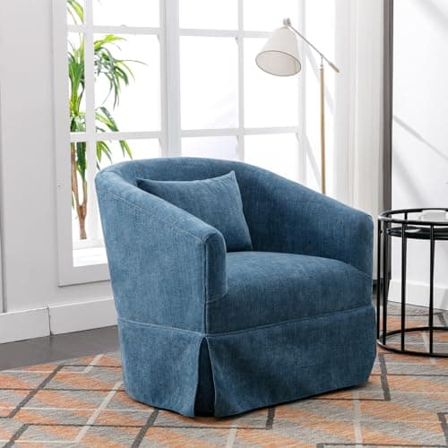 Modern Mint Green Swivel Accent Chair with Pillow