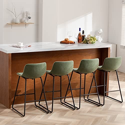 Counter Height Bar Stools Set of 4, Modern Kitchen Island Stools 26 InchesSeat Height
