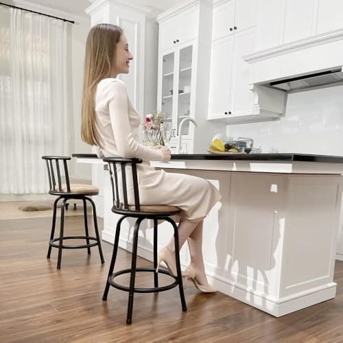 Swivel Kitchen Counter-Height Barstools Set of 4, Brown