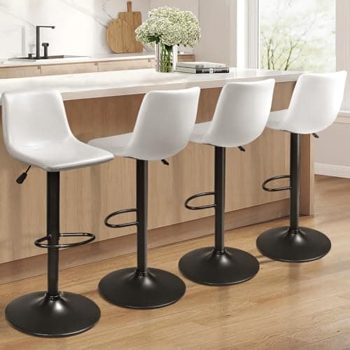 Waleaf Counter Height Bar Stools Set of 2, 350 LBS Capacity PU Leather with Footrest