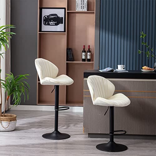Adjustable Swivel Bar Stools Set of 2 with Back and Footrest for Kitchen Pub Dining Room