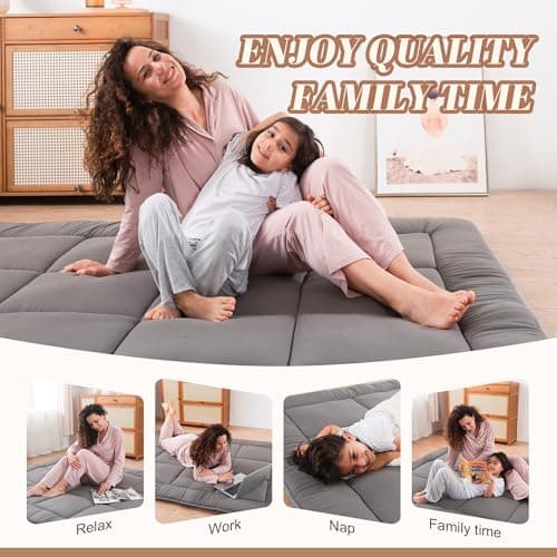 Japanese Futon Mattress 3" Grey, Foldable & Portable for Kids & Adults, Queen Size 60"x80"