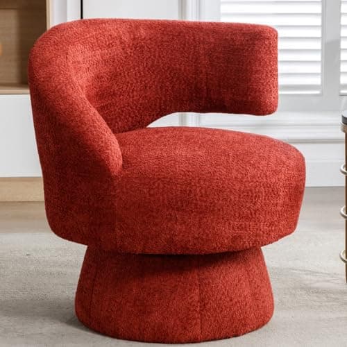 i-POOK Accent Chair: Swivel Barrel Armchair with Wide Upholstery & Fluffy Fabric, 300 Lbs Capacity, Yellow