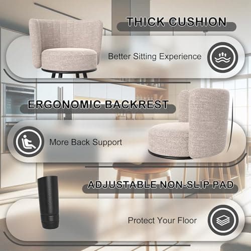 Beige Tufted Counter Height Bar Stools Set of 2, Modern Metal Legs