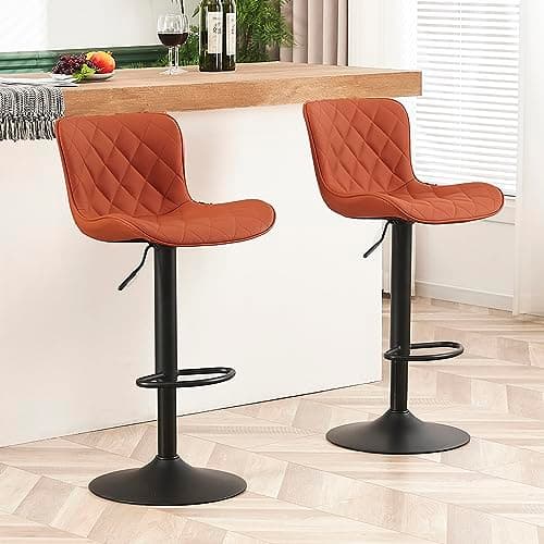 YOUNUOKE Counter Height Swivel Bar Stools, Light Grey Faux Leather, Set of 2